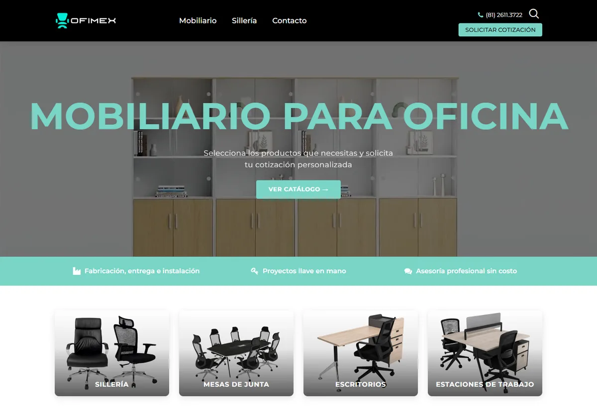 Ofimex online store for office furniture, developed by LoboGeek
